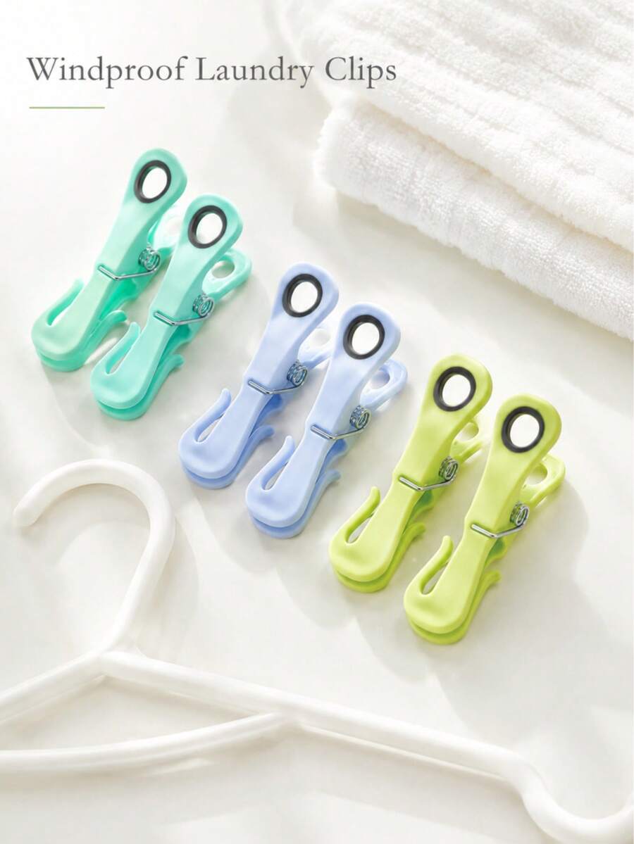 OBOVAY Heavy Duty Windproof Clothes Pegs, Strong Grip Plastic Laundry Clips With Hook Design, Assorted Color Non-Slip Clothespins For Towels, Clothes & Socks, Multi-Purpose Drying Clips For Outdoor, Balcony, Home & Travel