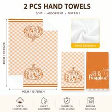 2/4/6/8pcs Yellow Plaid Pumpkin Pattern Kitchen Towel Set, Machine Washable Absorbent Dish Cloths And Decorative Hand Towels, Suitable For Autumn, Thanksgiving, Halloween Kitchen And Home Decor - Multicolor - View 4