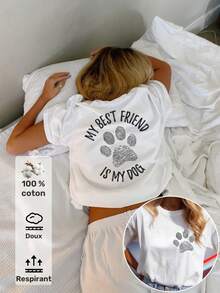 Women Graphic Print Crew Neck Short Sleeve Casual Spring Summer Tee - 白色 - 查看 4