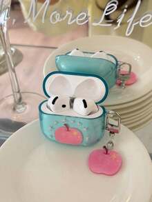 Casing Earphone Apple Pods 4 Pro 3 Generasi ke-3 Warna Pink Gaya Korea, Pelindung Earphone Bluetooth Nirkabel Apple Pods 1/2 Generasi ke-2/ke-3 untuk Wanita - Biru - View 8