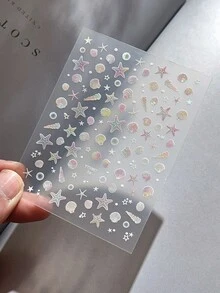 Shell Pearl Starfish Shell Nail Stickers, Minimalist Sparkling Cute Starfish Decorative Stickers, Ocean Series Colorful Shell Conch Nail Stickers, Premium Shell Pearl Starfish 3D Embossed Nail Stickers - Ocean - View 15