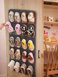 1pc Shoe Storage Bag Layered Hanging Shoe Rack Space-Saving Wall-Mounted Organizer For Home Children's Shoe Cabinet Organizer Closet Door Shoe Hanger Dust-Proof Shoe Keeper Portable Shoe Container - View 2