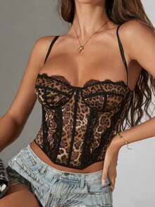 1 pieza Corpiño de encaje, blusa de para mujer con broche, adecuada para combinar con vestidos - Café integral - Ver 2