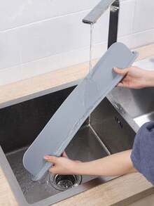 Black Or Gray Silicone Sink Splash Guard With Suction Cups, Kitchen Sink Splash Guard, Restaurant Sink Splash Guard - Grey - View 9