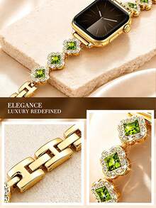 Compatible con Apple Watch Series S11/S10/S9/S8/S7/S6/S5/S4/S3/S2/S1/SE Ultra 3, 1 pieza Pulsera de metal plateada delgada para mujer, diseño de flor con circonita de strass, elegante y de moda, compatible con 38/40/41mm/42/44/45/46/49mm, accesorio de verano para mujer, fiesta de playa de verano, fiesta de baile, graduación, regalo de temporada de regreso a la escuela - Dorado - Ver 9
