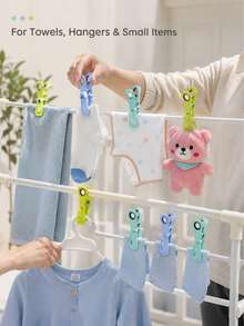 OBOVAY Heavy Duty Windproof Clothes Pegs, Strong Grip Plastic Laundry Clips With Hook Design, Assorted Color Non-Slip Clothespins For Towels, Clothes & Socks, Multi-Purpose Drying Clips For Outdoor, Balcony, Home & Travel - Multicolor - View 7