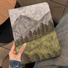 Casing Pelindung Tablet Gaya Lukisan Minyak Hutan Pegunungan, Desain Penyangga Lipat, Penutup Flip Perlindungan Penuh, Pola Cetak Desain Artistik yang Sangat Menarik, Nuansa Premium Seni Lukisan Minyak Unisex, Tahan Guncangan dan Jatuh, Berbagai Metode Lipat Memberikan Sudut Pandang yang Berbeda, Cocok untuk iPad/Air/Pro dan Model Lainnya - Dark Green - View 8