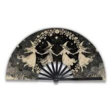 2pcs Women's Folding Fans, Vintage Witch & Magic Spell Pattern, Portable Cooling Fans, Suitable For Outdoor Activities, Travel And Parties, Halloween Use - Multiple Styles - View 6