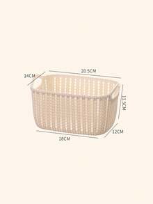 5/3/1pc Minimalist Aesthetic Macaron Color Plastic Rectangular Woven Texture Open Storage Basket, Dual Handle Stackable Snack Storage Box, Kitchen Bathroom Closet Desktop Cosmetic Sundries Organizer Box, Daily Use - Multiple Colors and Styles - View 11
