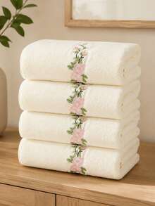 10pcs/4pcs Coral Fleece Bath Towel Set | Ultra Soft Quick Dry Absorbent Skin-Friendly No Shedding No Lint All Season Couple Home Bathroom Pool Hair Drying Multi-Function Towel Best Gift For Partner - Beige - View 12