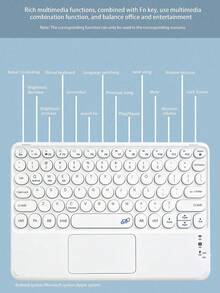 AKKHOO Keyboard Nirkabel Magnetik, Keyboard Nirkabel Portabel dengan Kontrol Sentuh, Cocok untuk Tablet, Ponsel Pintar, Keyboard Kantor Nirkabel - Putih - View 9