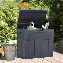 126L Outdoor  Storage Box For Balcony & Small Garden – Fade-Resistant, Weather-Resistant Design | Lockable Lid + Bonus Gloves | Compact 55.5 * 43 * 53 Cm | Sleek Grey Finish - Grey - View 11