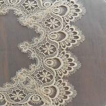 1件裝 聚酯纖維咖啡棕色網格蕾絲刺繡桌巾，鄉村浪漫花園風正方形桌布，適用於廚房、餐廳、派對及室內外節慶裝飾 - 金色 - 查看 2
