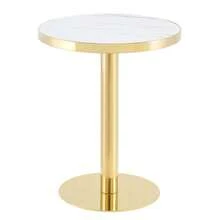 Modern Round Side Table With A Gold Stainless Steel Frame And Marble-Look Top For The Living Room, Luxury Side Table With A Sturdy Base. - 白色+金色+MDF - 查看 5