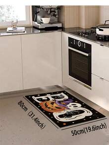 1/2pcs Halloween Kitchen Decor Rug, Cute Ghost Pumpkin Cat Kitchen Rug And Mat, Non-Slip Washable Absorbent Kitchen Accessories Decorative Mat - Multicolor - View 13
