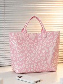 XD Fashionable Handbag, Leopard Print, Large Capacity, Can Hold Shopping And Travel Essentials, Magnetic Closure, With Inner Pocket, Foldable Portable Shopping Bag, Pool/Beach Bag, Gym Bag, Outdoor Bag, Toy Storage Bag - Multicolor - View 5