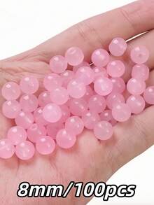 100 hạt thủy tinh xanh đậm 8mm, hạt spacer tròn nhẵn làm trang sức DIY vòng tay vòng cổ, phụ kiện hạt trang trí thủ công - Nhiều màu - Xem 19