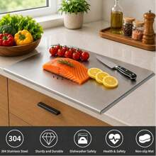 Stainless Steel Edge Cutting Board, Suitable For Kitchen, Can Cut Meat, Fruit, Vegetables, Bread And Dough (40*30cm, 30*30cm) - Multicolor - View 8
