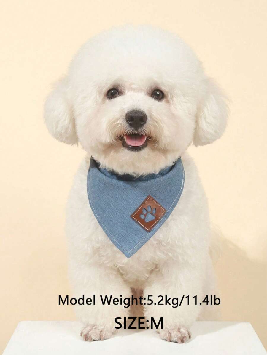 Polyester Casual Style Pet Scarf, Cute Dog Pattern, Suitable For Small And Medium Cats And Dogs For Outdoor And Daily Wear (Not Suitable For Large Dogs)