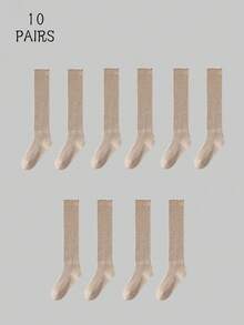 1/5/10Pairs Fall Basic Ruffle Edge Stackable Knee Socks, Preppy Student Long Socks For Boots Back To School - Multicolor - View 10