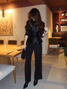 Women's Fashion Black Short Jacket, Stand Collar Design, Button Details, New Chinese Style Jacket. Perfect Choice For Creating Elegant Autumn Looks. - Black - View 7
