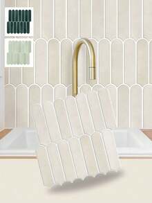 4pcs/10pcs/20pcs Fish Scale 2D Self-Adhesive Wall Stickers DIY Wall Tiles Removable Waterproof Wall Decals Suitable For Kitchen Bathroom Background Wall Decoration, Refresh Your Home - Apricot - Semi-circular Tile Wall Sticker - View 1