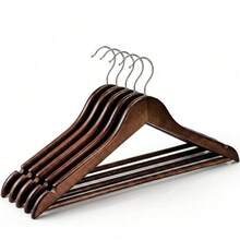 1/5pcs Solid Wood Suit Hangers With Anti-Slip Bar, Premium Space-Saving Minimalist Coat Hangers For Closet Storage, Home, Hotel And Boutique - View 7