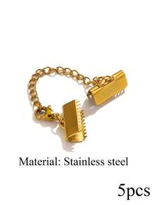 5pcs 18K Gold-Plated Stainless Steel Crimp Beads With Extension Chains And Lobster Clasps For Bracelets And Necklaces-DIY Jewelry Making Supplies - Clip - View 13