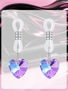 Adjustable Fake Nipple Rings Faux Nipple Dangles With Heart,Peal,Clear Rhinestones,Non Piercing Nipple Jewelry,Fake Nipple Piercings Valentines - Multicolor - View 5