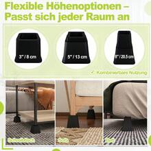 8er Set Bett- und Möbelerhöhung, Verstellbare Möbeluntersetzer für Bett Sofa Tisch, Stapelbare Möbelfüße aus Kunststoff, Mehr Platz unter Möbeln schaffen - Schwarz - Übersicht 7