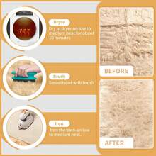 Alfombra suave y esponjosa de color crema blanco, para dormitorio, sala de estar, estudio, oficina, lavable y antideslizante, alfombra de sala de estar, alfombras de dormitorio, alfombra de lado de la cama, alfombra de piel sintética, alfombra decorativa, alfombra de pelo largo, decoración de dormitorio, decoración del hogar, decoración de otoño para el hogar, decoraciones de habitación, decoración de Halloween - blanco lechoso - Ver 7