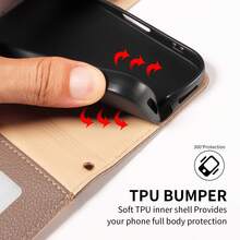 1pc Artificial Leather Zipper Wallet Phone Case Compatible With Apple 17 Pro Max, A57, Note 15 PRO, Portable Crossbody Coin Holder Protective Shell (Global Version, Not Local Model) - Khaki - View 7