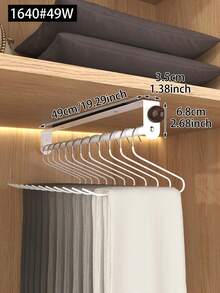 Pull-Out Sliding Rail Clothes Rack, Convenient And Fast, Multi-Functional Wardrobe Storage, Metal Clothes Rack, Heavy Duty Adjustable Clothes Rod, Space-Saving Hanging Rod, Suitable For Bedroom Wardrobe, Apartment, Dormitory. - White - View 4