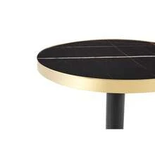 Modern Round Side Table With A Gold Stainless Steel Frame And Marble-Look Top For The Living Room, Luxury Side Table With A Sturdy Base. - 黑色+MDF+金屬 - 查看 3