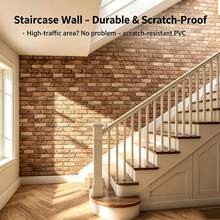 Peel And Stick 3D Faux Brick Wall Tiles, Waterproof Self-Adhesive Vinyl Brick Wall Panels, Removable Rustic Brick Stickers For Kitchen Backsplash, Bathroom, Home & Commercial Decoration - B - View 3