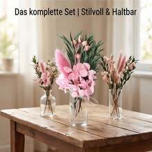 APODESS Mini Trockenblumen Set 12PCS mit Rosa Hortensie, Bohnen und Hasenschwanz für DIY Projekte, Deko-Partyzubehör-Set - Übersicht 5