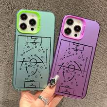 Case For IPhone 17 16 15 14 Pro Max Plus 13 Mini 12 11 Pro Max Cases Football Basketball Tactical Board Pattern Laser Covers - CH-Black ZQZS 1 - 查看 3