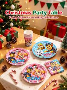 Paw Patrol 汪汪隊主題生日派對裝飾套組，一站式派對用品組合，包含橫幅、桌布與拍照道具的完整派對用品，適合生日慶祝與各種節日派對 - 彩色 - 查看 9
