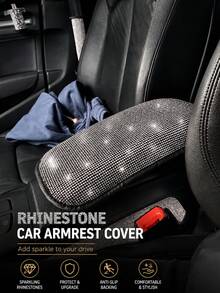 Universal Glitter Car Armrest Pad - Non-Slip, Rhinestone, Premium Polyester Material, Car Center Console Cover And Armrest Box Protective Pad - Stylish Car Decorative Accessories, Car Accessories - Multicolor - View 10