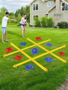 Extra Large Outdoor Tic Tac Toe Game, Suitable For Adults And Families, Portable Bean Bag Toss Game Set, Includes 10 Toss Bags, Large Lawn Backyard Carnival Picnic Party Game, Easy To Carry, Suitable For Beach, Camping, Tailgate Party - Multicolor - View 2