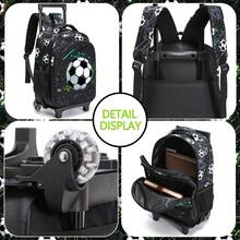 3pcs Roller Backpack Set, Soccer Print Backpack, Tote Bag, Outdoor Bag, Wallet, Best Gift For Back To School Season - Football Trolley Bag Set - View 11