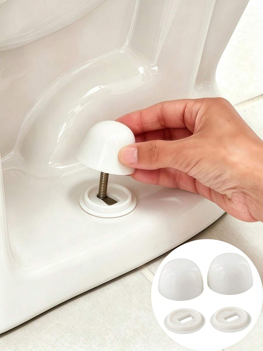 1/2/4/6pcs Universal Toilet Bolt Caps, Plastic Toilet Seat Screw Covers, Bathroom Toilet DIY Installation Decorative Screw Cap Replacement Parts - Multicolor - View 1