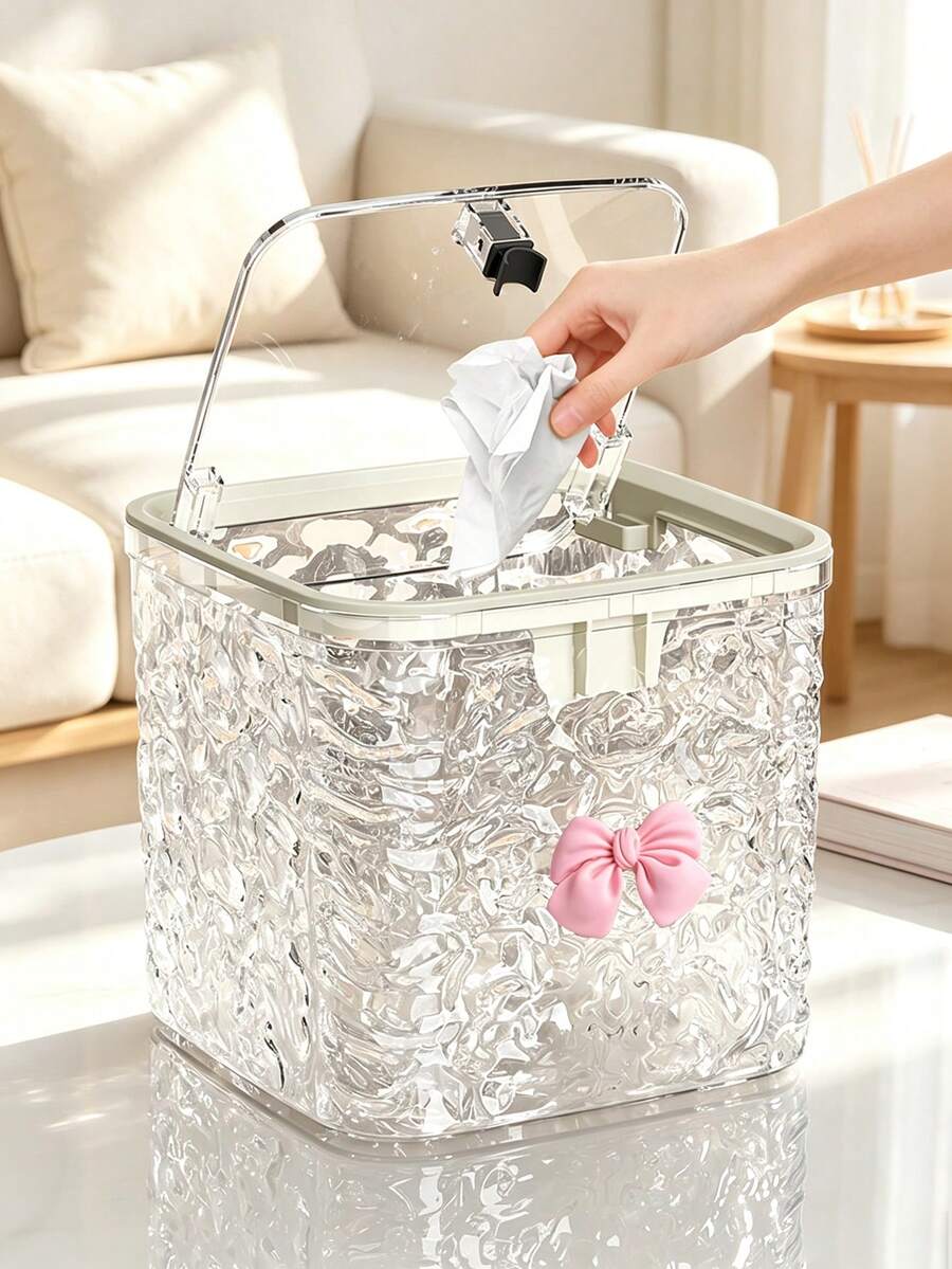 Tempat Sampah Mini untuk Meja/Mobil dengan Tutup, Dekorasi Kupu-kupu Lucu, Tempat Sampah Tekan, Tempat Sampah Meja Kecil, Kotak Penyimpanan Kosmetik & Aksesori Rambut Multifungsi, Tempat Sampah Rias, Tempat Sampah Dekoratif, Tempat Sampah Tekan Lucu, Tempat Sampah Transparan dengan Motif Gelombang Air, Tempat Sampah Meja Kecil, Tempat Sampah Rias, Keranjang Sampah Persegi Panjang Tanpa Daya, Cocok untuk Rumah, Kantor, Dapur