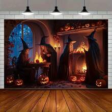 1pc 2D Flat Background Cloth, Halloween Theme Skeleton Wearing Hat Happy Dancing Background Cloth, Suitable For Indoor Photo Background, Party Decoration, Home Decor - A - View 33