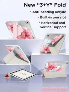 亮粉色扶桑花保護殼，相容 iPad 7/8/9 10.2 吋、iPad (A16) 11 吋 (第 11 代，2025)、iPad Air 4/5 10.9 吋，內建筆槽，適用於 Galaxy Tab A9 11 吋，可愛風格，適合返校禮物，桌面配件 - 彩色 - 查看 3