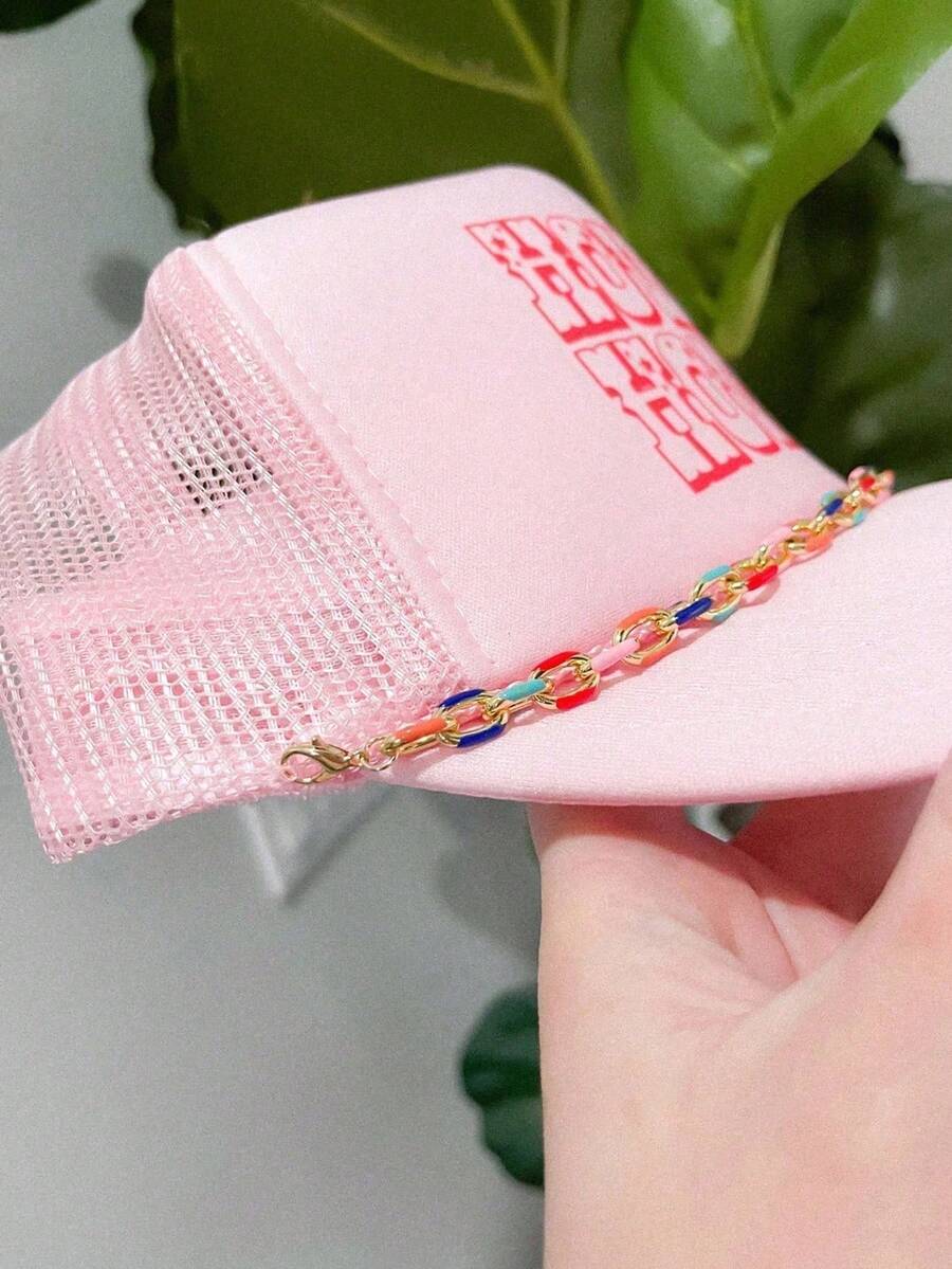 1pc Women's Fashion Hat Chain - Geometric Design, Versatile Baseball Cap Accessory Suitable For Party Outfits And Daily Style - Multicolor - View 1