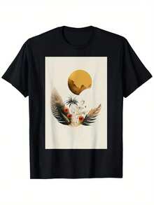 100% Cotton T-Shirt - Soft And Breathable, Round Neck, Short Sleeve, Solid Color, For Casual Wear, Machine Washable - 黑色 - 查看 1