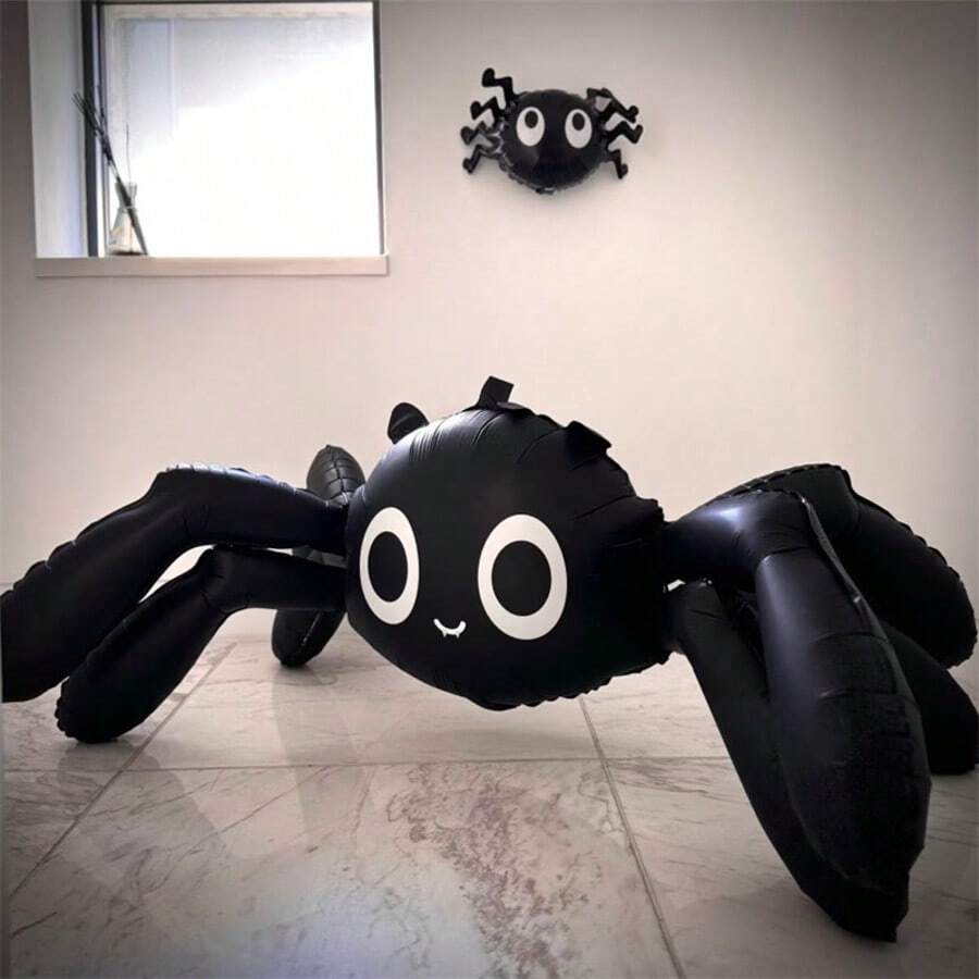 1/2pcs 149.86cm Halloween 4D Matte Giant Spider Balloon Foil Balloon, Halloween Home Decor, Prank Prop, Indoor Theme Decoration Atmosphere Creation - 4D Giant Spider - View 1