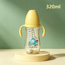1 pieza Biberón de material PPSU, resistente al calor hasta 180℃, se puede esterilizar con vapor a alta temperatura, tetina de silicona suave anticólicos, material suave, resistente a mordeduras, equipado con bola de gravedad, succión suave, doble asa, adecuado para las manos pequeñas del bebé, gran capacidad de 320ml, adecuado para bebés de 6 meses en adelante - Multicolor - Ver 11