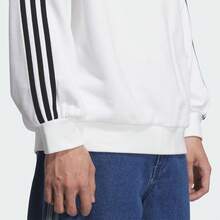 adidas originals OVERSIZE CREW 舒適柔軟運動寬鬆圓領衛衣 男款 白色 - 白色/黑色 - 查看 4